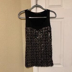 The Limited Black and Gold Sequin Bustier Tank Top